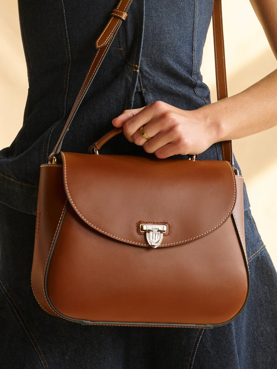 The Blenheim - Women's Crossbody Bag - Tan Leather