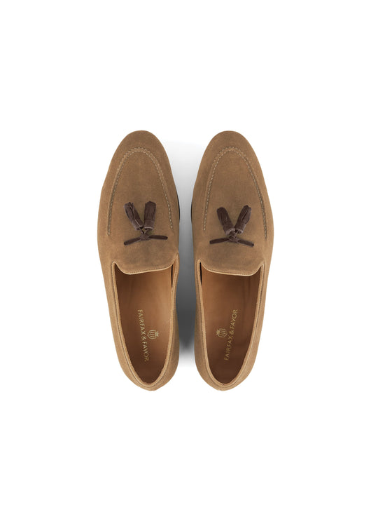 The Bedingfeld - Men's Tassel Loafers - Taupe & Chocolate Suede