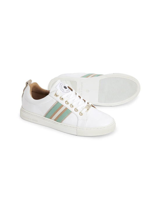 Boston Trainer - White Leather - Mint & Stone