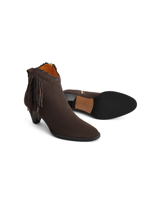 Regina Fringed Ankle Boot - Chocolate Suede