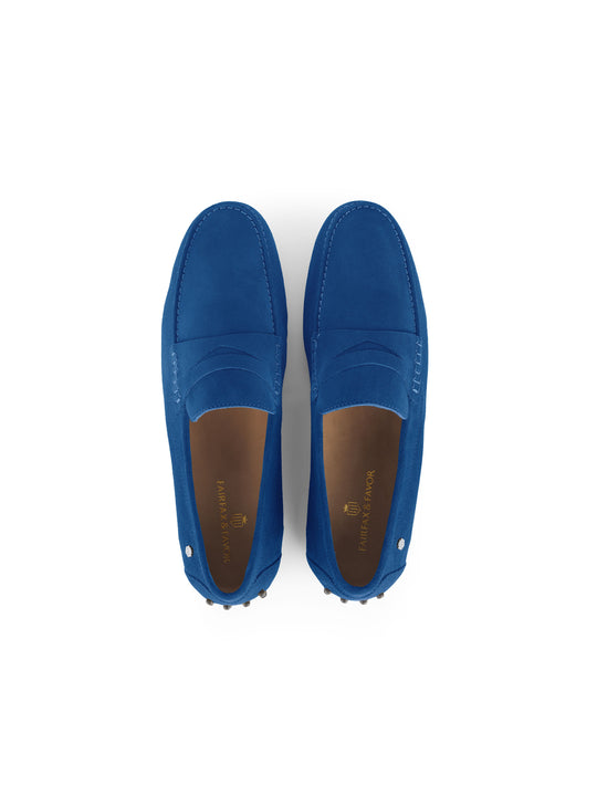 The Monte Carlo - Men's Driving Shoes - Porto Blue Suede