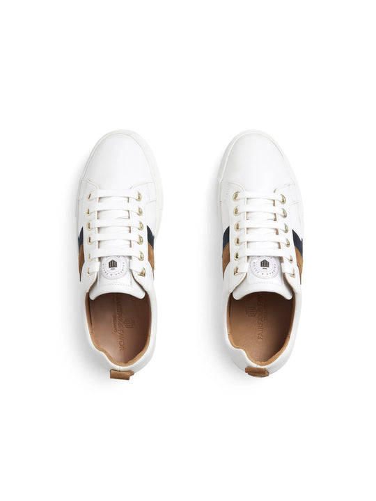 Alexandra Platform - White - Tan & Navy