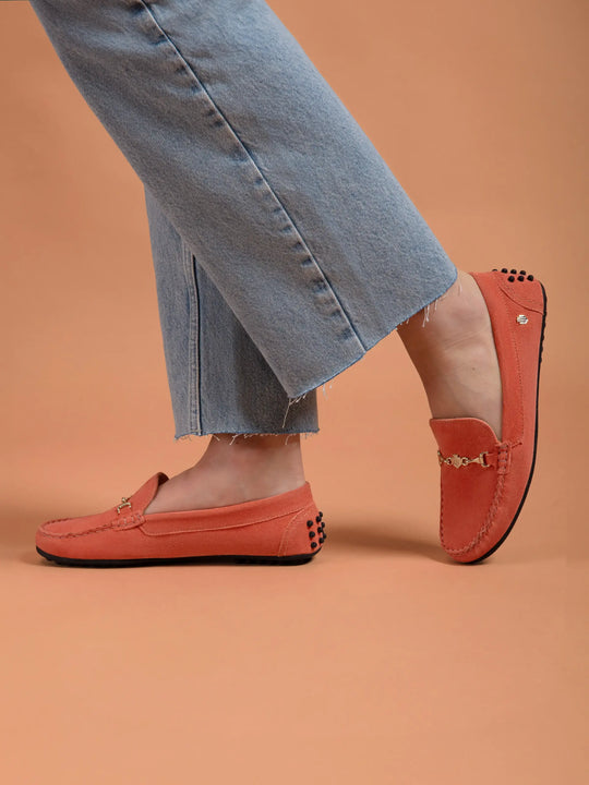 The Trinity - Women's Driving Shoes - Melon Suede