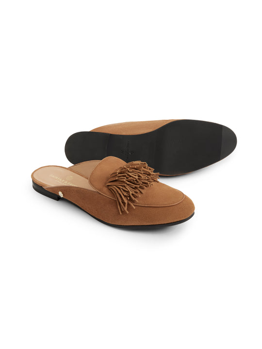 The Tuddenham Fringed Mule - Tan Suede