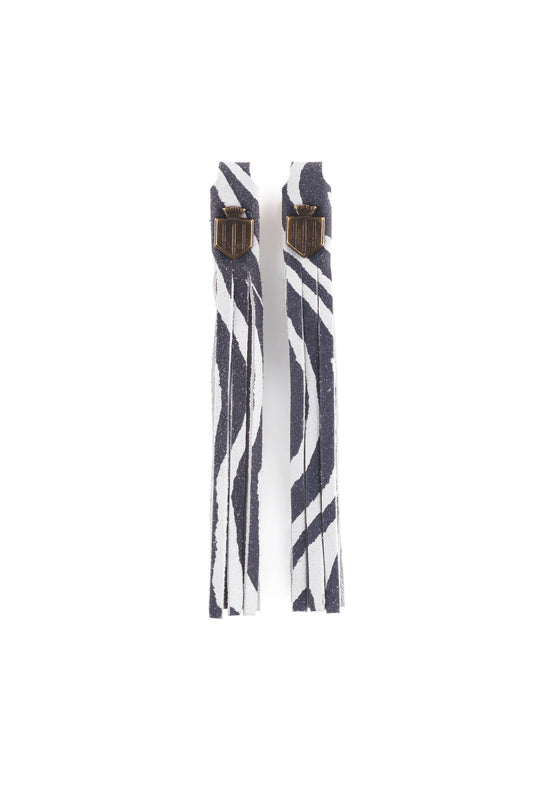 Suede Boot Tassels - Zebra