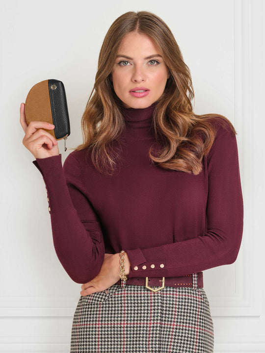 The Chiltern - Women's Coin Purse - Tan & Navy Suede