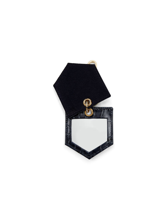 The Signature Key Ring Mirror - High Shine Navy Croc