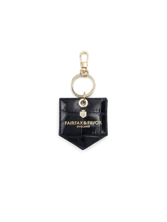 The Signature Key Ring Mirror - High Shine Navy Croc