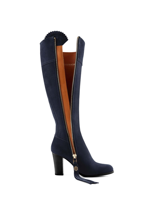 The High Heeled Regina (Navy Blue) - Suede Boot