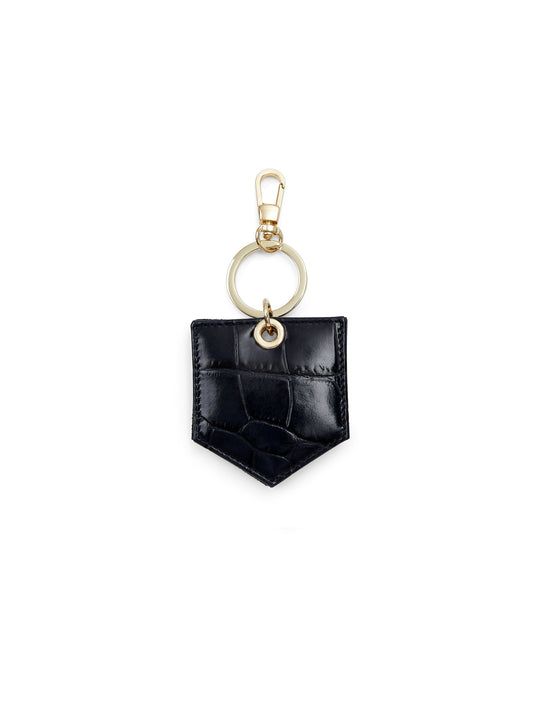 The Signature Key Ring Mirror - High Shine Navy Croc