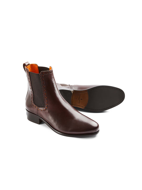 The Brogued Chelsea - Mahogany