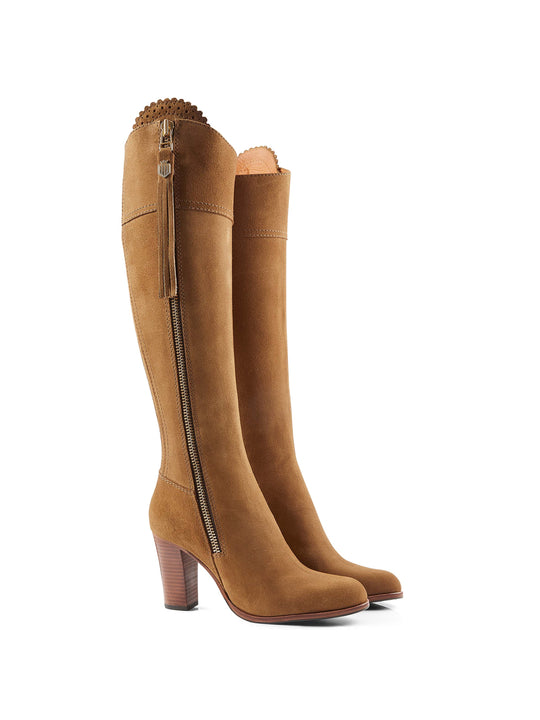 The High Heeled Regina (Tan) - Suede Boot