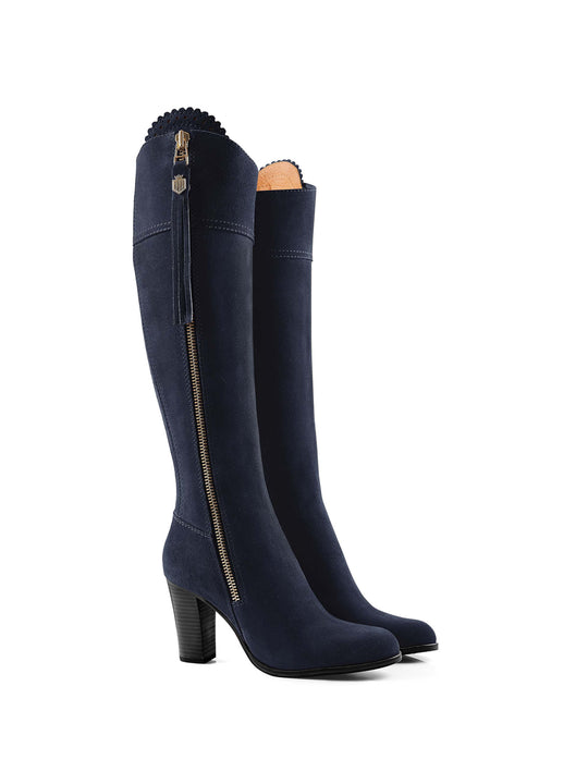 The High Heeled Regina (Navy Blue) - Suede Boot