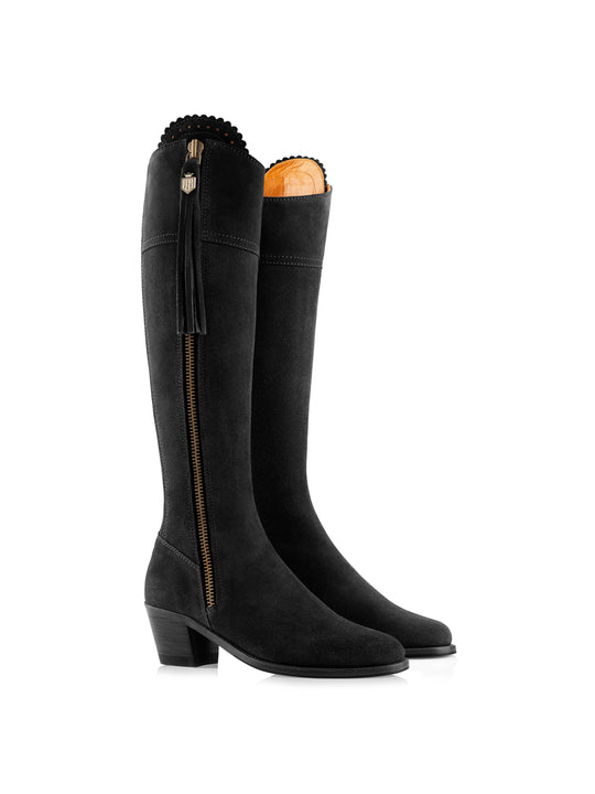The Heeled Regina (Narrow Fit) - Black Suede
