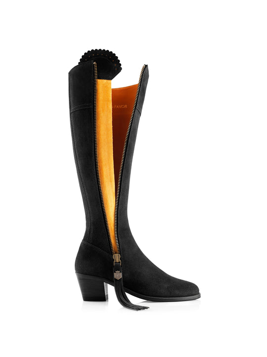 The Heeled Regina (Narrow Fit) - Black Suede