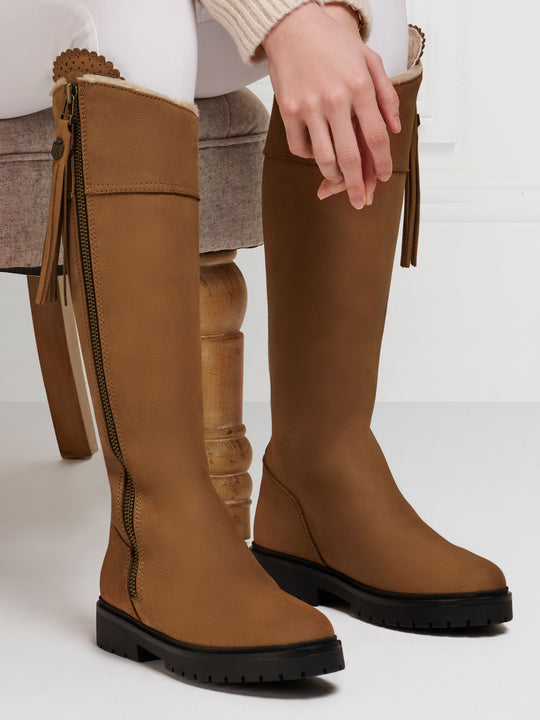 The Shearling Lined Regina (Regular Fit) - Cognac Nubuck