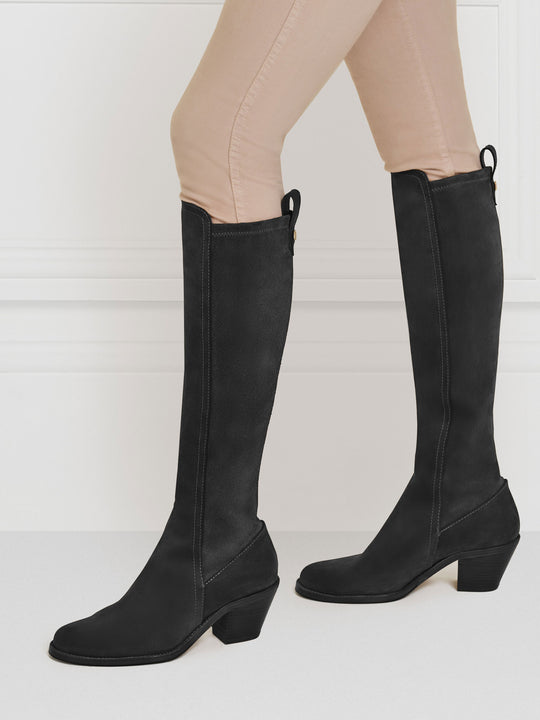 The Heeled Belgravia - Black Suede