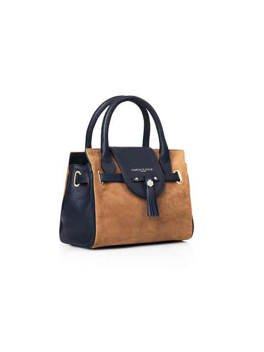 The Mini Windsor Handbag - Tan & Navy