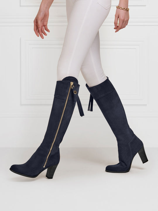 The High Heeled Regina - Navy Blue Suede