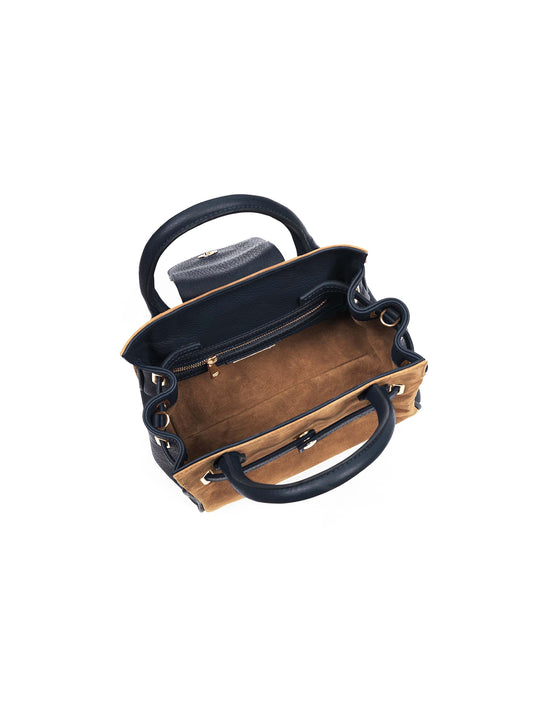 The Mini Windsor Handbag - Tan & Navy