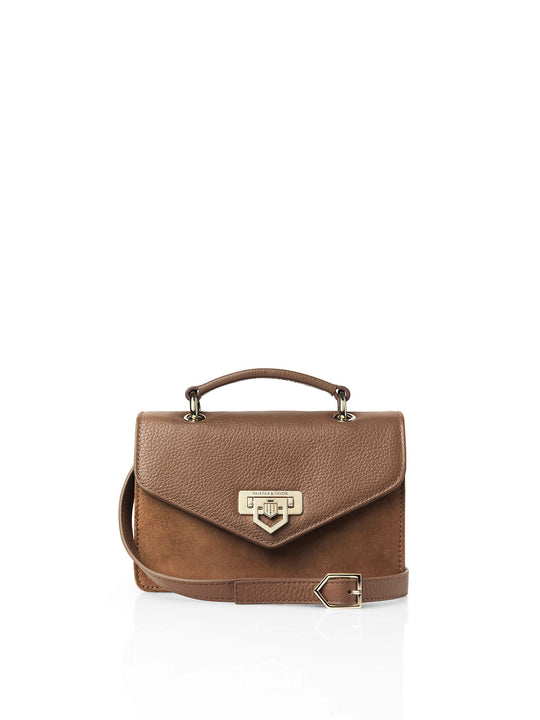 The Loxley Mini Cross Body Bag - Tan Suede