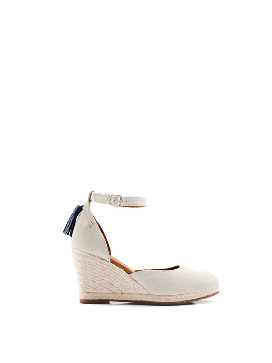 The Monaco - Women's Espadrille Wedges - Ivory Suede