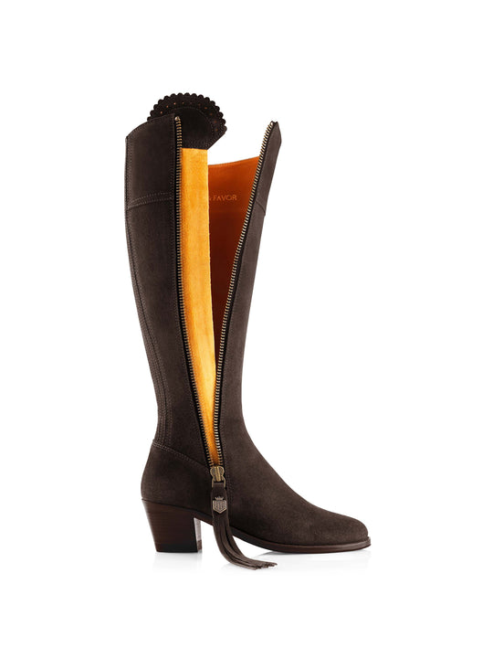 The Heeled Regina (Chocolate) Regular Fit - Suede Boot