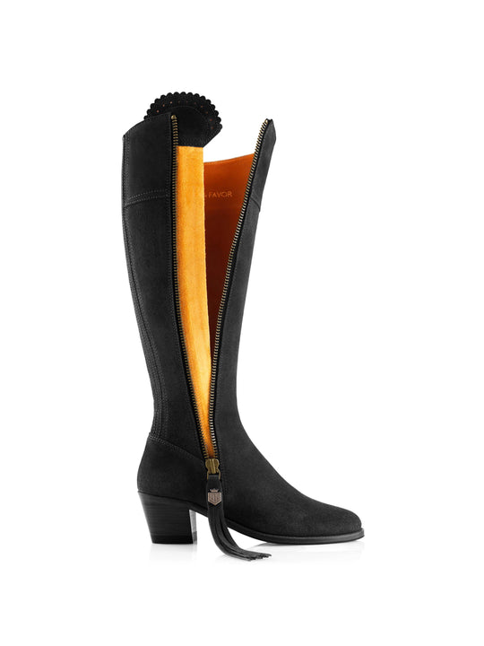 The Heeled Regina (Black) Regular Fit - Suede Boot
