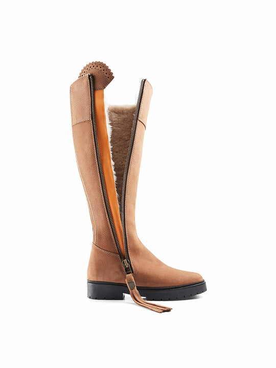 The Shearling Lined Regina (Cognac) Narrow Fit - Nubuck Boot