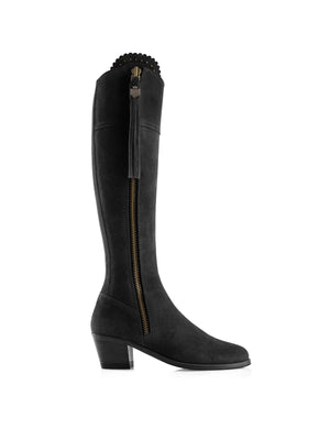 The Heeled Regina (Narrow Fit) - Black Suede
