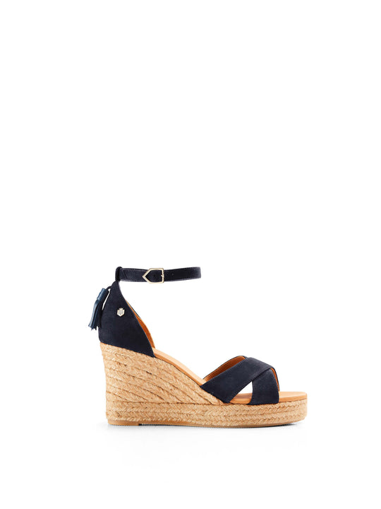 The Valencia - Women's Wedges Sandals - Navy Suede